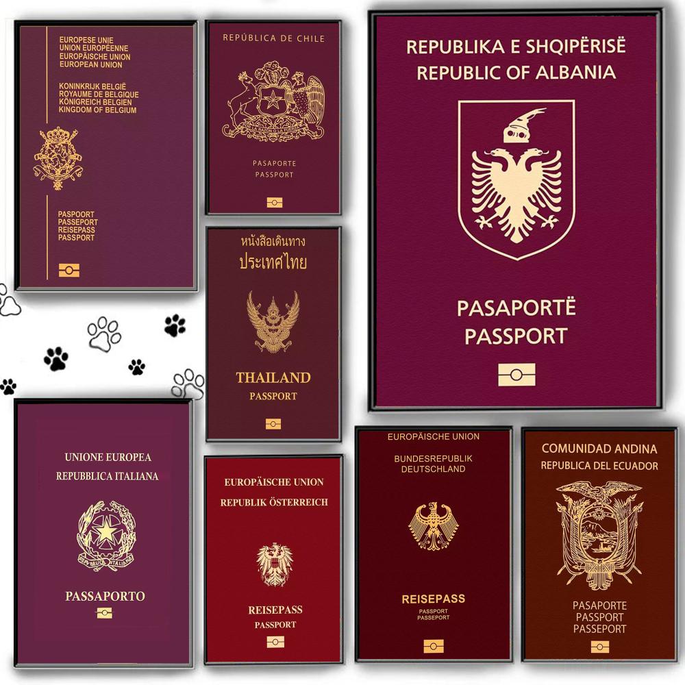 Home Office Passport - Red-background Passports Poster Self Adhesive HD