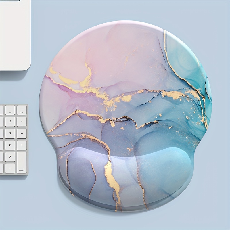 Wrist Rest Pad - Powder Blue Gradient Marble Texture Round