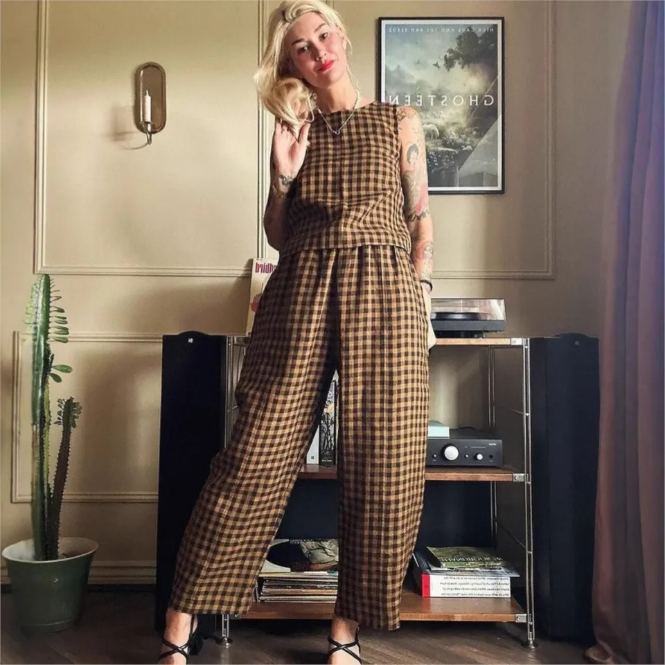 Fashion Printed Plaid Sleevele - Home Office 2024 recension och pris