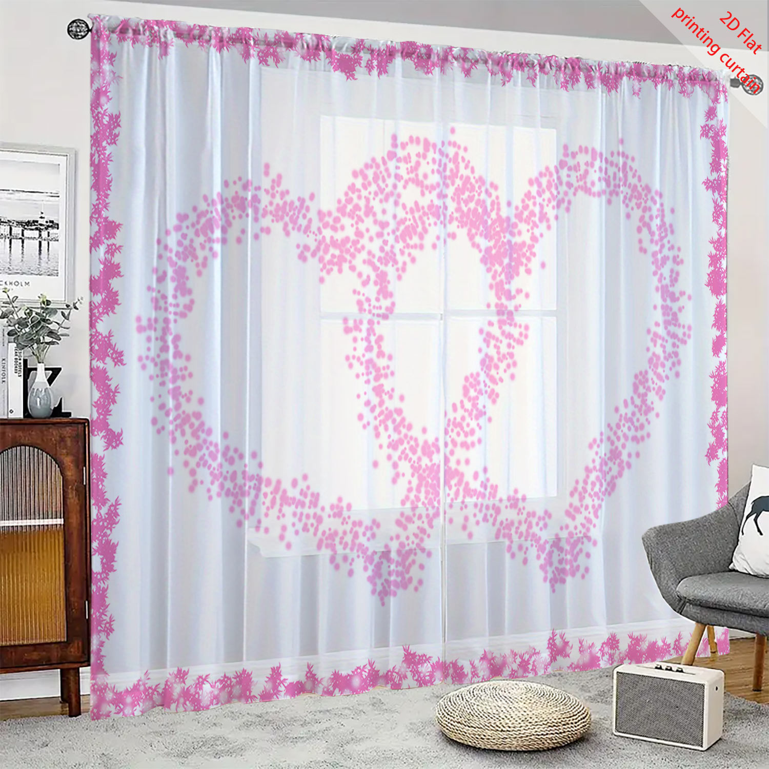Heart Shaped Printed Transpare - Home Office Windows recension och pris