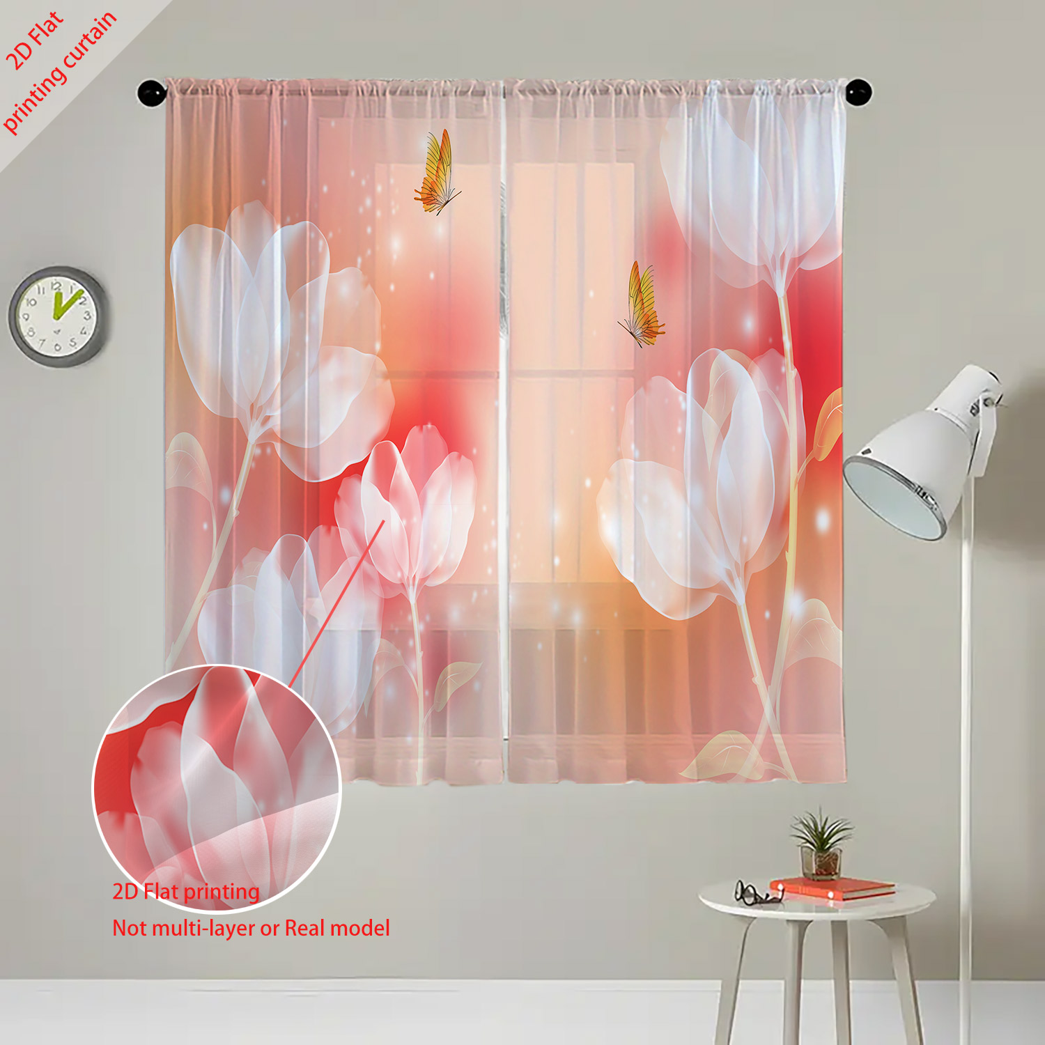 Purple Flower Printed Transpar - Home Office Windows recension och pris