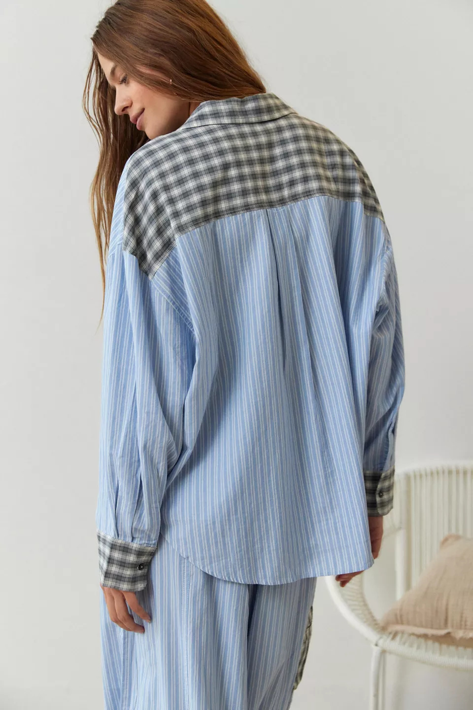 Stripe Plaid Patchwork Blouse  - Home Office 2024 recension och pris