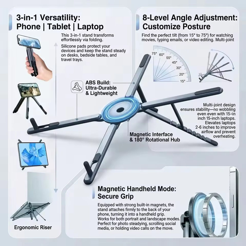 Portable Magnetic Phone Holder - Home Office Laptop recension och pris