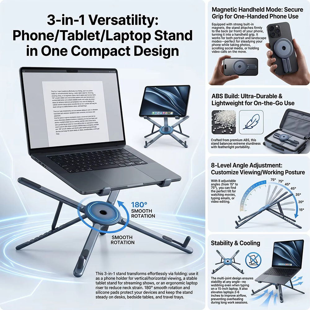 Portable Magnetic Phone Holder - Home Office Laptop recension och pris