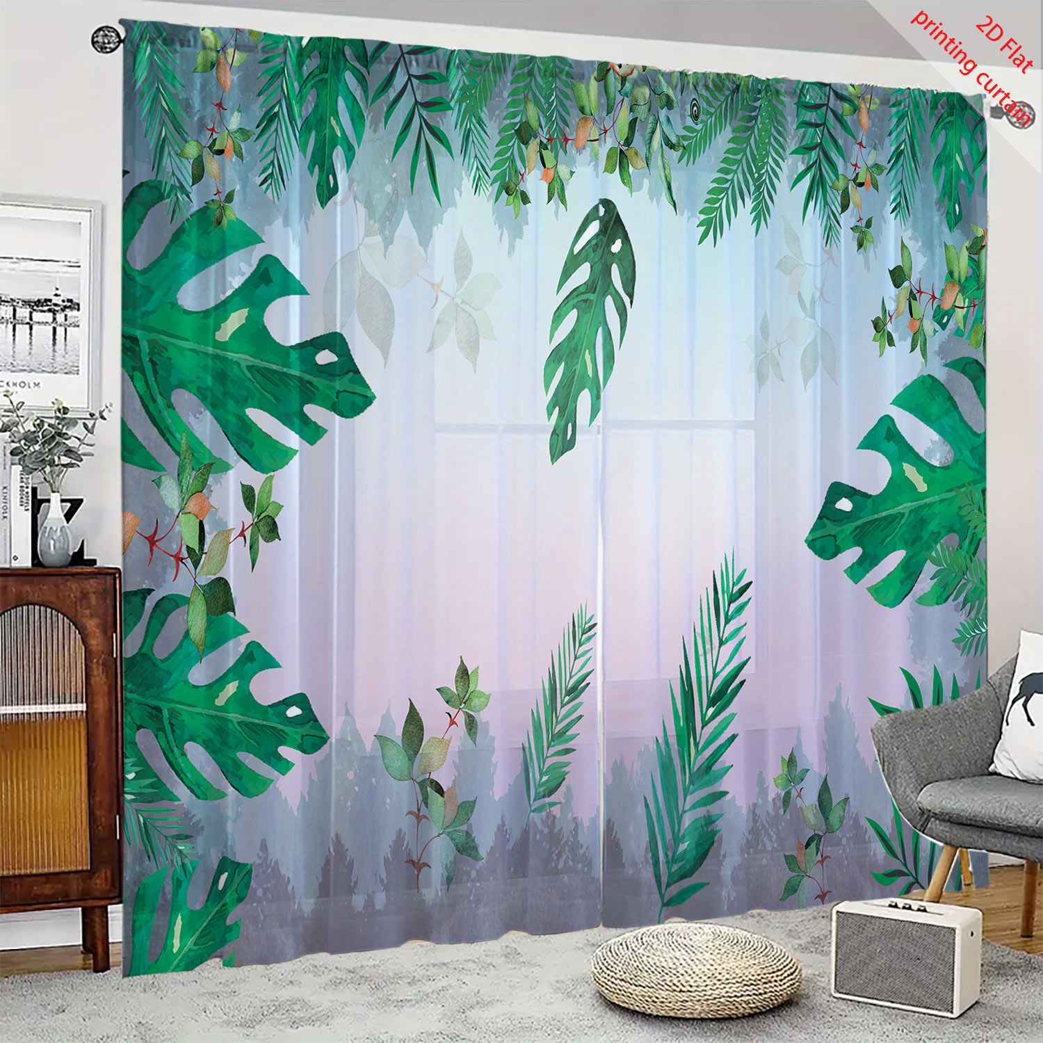 Plant Printed Transparent Scre - Home Office Windows recension och pris